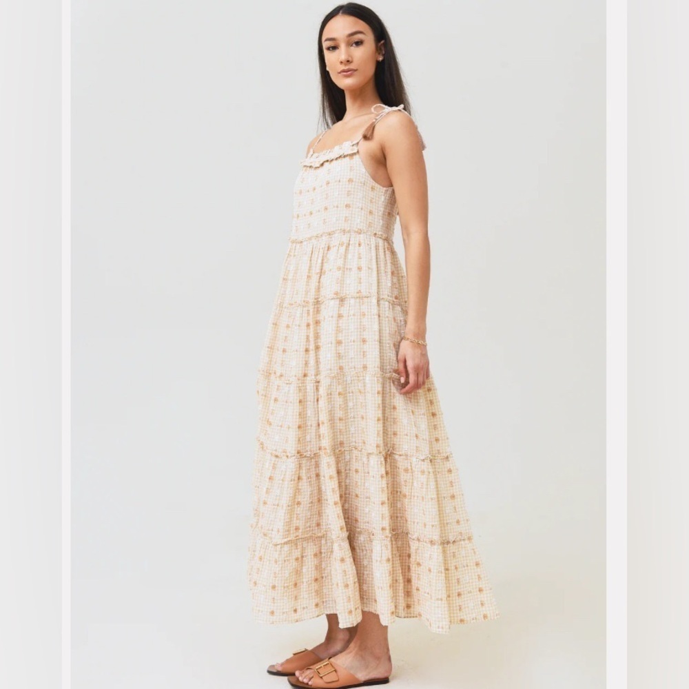 Saylor Women's Bennett Dress Yellow Gold Thread Throughout Embroidery Small